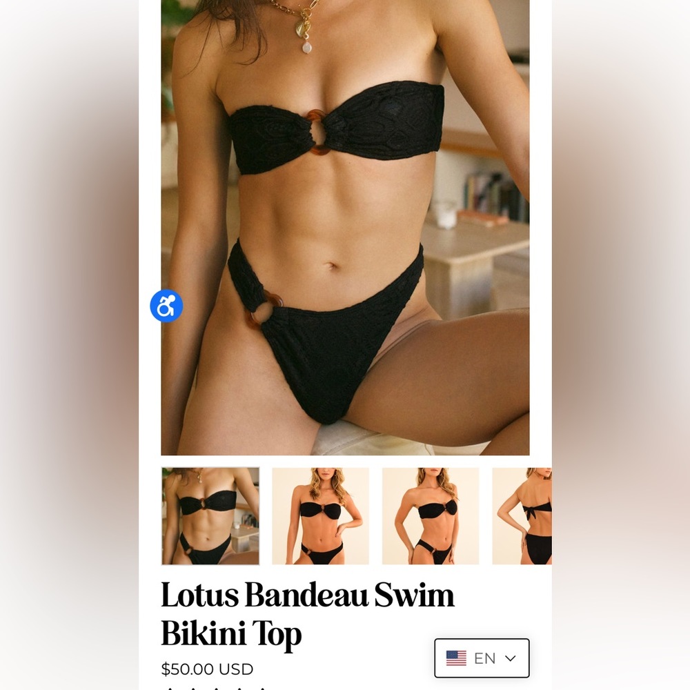 Dippin daisy black Lotus Bandeau Swim Bikini Top and Haven Cheeky Swim Bottom